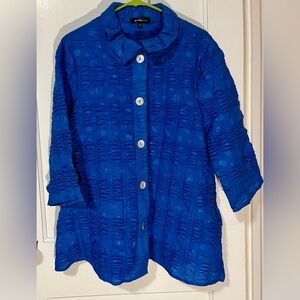 Blue Textured Yushi Top